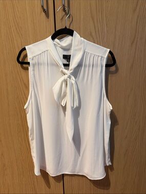 J. Crew Sleeveless Tie-Neck Blouse in White